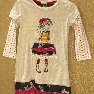 3-4T Girls' Gray and Pink Graphic Long Sleeve Top